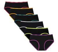 INNERSY Culotte Femme Coton Confortable Respirant Shorties Chic Logo Noir sous-vêtements Lot de 6 (M, Noir Coloré)