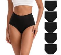 INNERSY Culotte Femme Taille Haute Slip Coton Shorty Noir sous-vêtement Post Accouchement Lot de 5 (M, Noir)