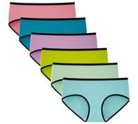 INNERSY Culotte Fille 12 Ans 14 10 16 Coton Slip Adolescente Confortable Shorty Ado Lot de 6（10-12 Ans, Couleurs Vives avec Passepoil Noir