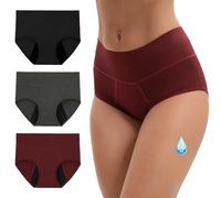 INNERSY Culotte Menstruelle Flux Abondant Bambou,M, Noir/Gris/Rouge Foncé | Culottes Menstruelles Ultra Absorbante 50ML, Slip Hygiénique Lavable, sous-vêtement de Regle, Post Accouchement, Incontinence