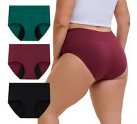 INNERSY Culotte Menstruelle Grande Taille Flux Abondant Slip Haute Lot de 3 | Culottes Menstruelles Femme 44-62, Slip de Règle Lavable, Shorty Périodique, Incontinence, Post Accouchement, Jour et Nuit