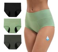 INNERSY Culotte Menstruelle Taille Haute Flux Abondant, S, Noir/Gris/Vert | Culottes Menstruelles Ultra Absorbante 50ML, Slip Hygiénique Lavable, sous-vêtement de Regle, Post Accouchement, Incontinence