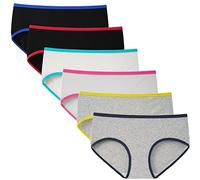 INNERSY Culotte pour Adolescente Fille 10 à 16 Ans Culottes Coton Extensibles Slips Lot de 6（8-10 Ans, Noir/Blanc/Gris