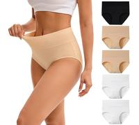 INNERSY Culotte Taille Haute Femme Slip Coton Respirant sous Vetement Noir Blanc Beige Été Lot de 5 (M, Noir/Camel/Blanc)