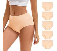 INNERSY Culottes Coton pour Femme Taille Haute Shorty Post Cesarienne sous Vetement Sport Lot de 5 (XXL, Beige)