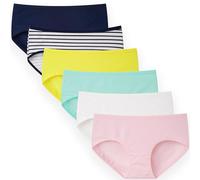 INNERSY Culottes Filles Ado sous vêtement Coton Confortable Slips Rayée Adolescente Lot de 6（8-10 Ans, Couleurs Unies/Rayures