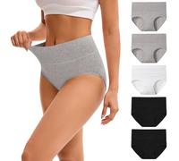 INNERSY Shorty Femme Coton Extensible Culotte Taille Haute Slip Noir Blanc Gris Classique Lot de 5 (S, Noir/Gris/Blanc)
