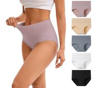 INNERSY Slip Femme Coton Culotte Taille Haute Shorties Mamie Doux Culottes Confortables Lot de 5 (XL, Couleur Tranquille)