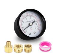 Innfeeltech 1 pièce 50mm pompe à puits manomètre BSP 1/4 "0-14 Bar 0~200 PSI avec 2 pièces manchon et 1 pièce raccord réducteur hexagonal une bande de polytétrafluoroéthylène, axial