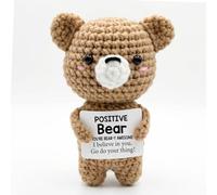 Innfueunun Mini ours en crochet positif au crochet - Soutien émotionnel en peluche - Cadeau pour femme et homme - Ours émotionnel pour se rétablir