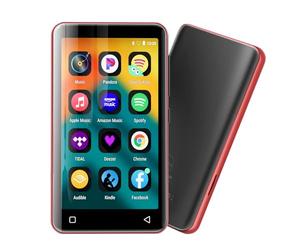 innioasis 80Go Lecteur MP3 avec Bluetooth et WiFi, Lecteur de Musique Mp3 et Mp4 ave Spotify,Spotify Kids, Tidal, Deezer, Lecteur Vidéo à écran Tactile 4 Pouces 1080P（Noir+Rouge）