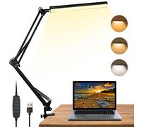 innislink Lampe LED à Pince - Lampe de Bureau d'Architecte Avec Bras Pivotant - Intensité Variable, 3 Températures de Couleur, 10W, USB - Pour Travail, Étude