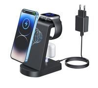 INNISTO Chargeur Rapide iPhone Chargeur Induction Compatible avec iPhone 14 13 12 11 Pro Max/XS/X, Chargeur Apple Watch Ultra 8 7 6 5 4 3 2 SE, AirPods Pro/3/2/1 Noir