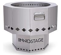 INNO STAGE Brasero en acier inoxydable avec sac de rangement portable, sans fumée, bol pour granulés de bois, avec support pour feu de camp ou barbecue sur terrasse, jardin, cour - M