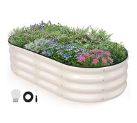 INNO STAGE Jardinière surélevée galvanisée de 1,2 m en métal pour cultiver des légumes, des herbes, des fleurs en acier - Blanc