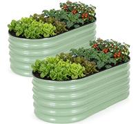 INNO STAGE - Kits de jardinière surélevée galvanisée, 122 x 61 x 43 cm - Jardinières surélevées en métal pour l'extérieur, jardinage, 43 cm de haut - Grande jardinière surélevée en acier pour légumes