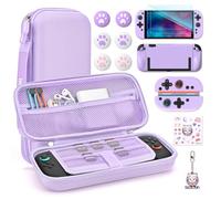 innoAura 14 en 1 Pochette Switch 2 pour NS Switch 2 (2025), Housse Switch 2 avec étui de transport, coque de protection, grips pour sticks, protection d'écran, pendentif mignon et autocollant, Violet