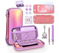 innoAura Housse pour Switch Lite modèle 2019, Pack d'Accessoires 15-en-1 avec Étui de Transport, Protège-Écran, Pendentif Mignon et Capuchons pour Joysticks (Rose Sirène)