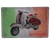Innocenti Lambretta Tricolore Plaque publicitaire rétro en relief 30 x 20 cm