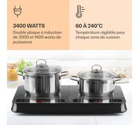 InnoChef Plaque de cuisson à induction 3400W Touch Control Céramique Verre