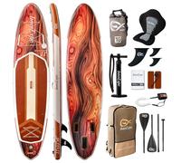 InnoExpo - Planches à pagaie gonflables de 3,3 m avec accessoires de qualité supérieure, design large et stable, pont confortable antidérapant pour jeunes et adultes (bois/siège de kayak)