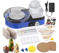 Innofans Tour de Potier Électrique Bleu - Machine à Poterie Complète | Tour de Potier Adulte 0-200 Tr/min Silencieux, Poterie Adulte Kit DIY Complet avec Accessoires et Argile, Cadeau Créatif