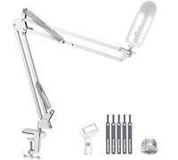 InnoGear Support à bras pour microphone avec clip pour Blue Yeti HyperX QuadCast SoloCast Snowball Fifine Shure SM7B et autres micros, taille moyenne, blanc