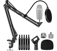 InnoGear Support de microphone réglable pour Blue Yeti Nano Suspension Boom Bras ciseaux avec vis de 5/8" à 3/8", vis 5/8" à 1/4", pare-brise Nano Mic et filtre anti-pop double couche