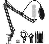 ∆InnoGear - Support réglable pour microphone Blue Yeti avec bras de suspension en ciseaux, adaptateur de vis de 9,5 mm à 15,8 mm, support anti-chocs, anti-chocs filtre anti-pop et serre-câbles