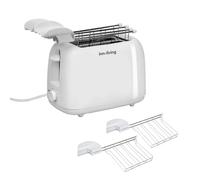 Innoliving INN-742 Grille-pain avec pinces 750 W - 2 compartiments, 2 pinces pour toast farcies, 6 niveaux de dorure, design blanc, pieds antidérapants