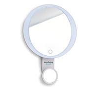 Innoliving INN-806 Miroir lumineux pour maquillage et barbe avec ventouses, miroir mural avec grossissement 10X, batterie rechargeable 8h d'utilisation, pour salle de bain hôtel spa