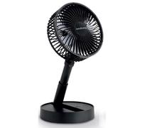 Innoliving Ventilateur pliable rechargeable sans fil, hauteur réglable, 3 vitesses, angle 90°, batterie lithium 1800mAh, charge USB, portable, pratique (noir, 15 cm pliable)