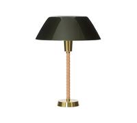 Innolux Lampe de table Senator vert. pied en cuir et laiton