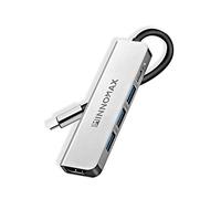 INNOMAX Thunderbolt 3 Type-C USB Hub/Adaptateur avec 3 Ports USB 3.0 Dongle, Carte mémoire/SD/Micro SD/UHS-I Card Reader pour MacBook Air 2018, Autres USB-C Périphériques- Argent
