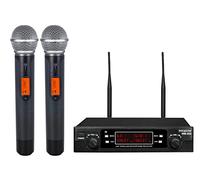 innopow Système de Microphones sans Fil à 200 canaux, Double Micro sans Fil en métal UHF, Balayage Automatique, Longue portée de 60 à 76 m, 16 Heures d'utilisation pour Le karaoké, l'église, Version
