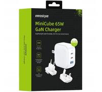 Innostyle Mini Cube Powerful Fast Charger Gan Travel Eu Us Uk Au 3X Usb Usb-C 65W White