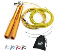 InnoTi Corde à Sauter Crossfit - Avec ou Sans Ballast - Fitness Jump Rope à Grande Vitesse pour la Boxe - Corde à Sauter Sport Légère en Aluminium pour Doubles Sauts - Réglable (JAUNE)