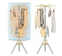 Innotic 1000W Sèche Linge Electrique, Etendoir Chauffant Portable, 2 Niveaux Ronde Etendoir Pliable, Grande Capacité, 10kg, avec Housse en Tissu Bleu