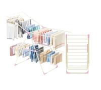 Innotic Étendoir Linge Intérieur Extérieur, Séchoir à Linge Pliable à 2 Niveaux, 4 Ailes Réglables en Hauteur, Acier Inoxydable Tancarville Linge XXL, 33 Rails, Rose
