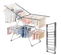 Innotic Étendoir Linge Intérieur Extérieur, Séchoir à Linge Pliable à 2 Niveaux, 4 Ailes Réglables en Hauteur, 3 Secondes Déplier ou Plier, Acier Inoxydable Tancarville XXL, 33 Rails, Gris