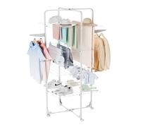 Innotic Etendoir Linge Interieur Pliable, Séchoir à Linge Tour à 4 Niveaux, avec 4 Roues, Facile à Déplacer et à Transporter, 48 Barres et 2 Flancs Grand Espace Seche Linge, Blanc