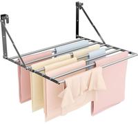 Innotic Etendoir Linge Mural, Séchoir à Linge Pliable et Extension, Porte-Serviettes, Métal Sèche Linge Robuste et Compact, Étendoir à Linge pour Interieur et Extérieur, 8 Barres de 60 cm