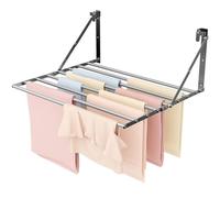 Innotic Etendoir Linge Mural, Séchoir à Linge Pliable et Extension, Porte-Serviettes, Métal Sèche Linge Robuste et Compact, Étendoir à Linge pour Interieur et Extérieur, 8 Barres de 60 cm