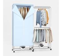 Innotic Sèche Linge Electrique Etendoir chauffant, 1500W Séchage Rapide, 2 Niveaux Séchoir à Linge Pliable, Etendoir Linge Electrique avec 4 Roues, Grande Capacité, Acier Inoxydable, Bleu