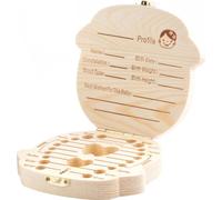 InnovaGoods® Boîte à dents de Lait pour bébé, Boîte en bois, Boîte cadeau pour bébé, Idéal pour placer les dents, le cordon ombilical et le lanugo d'el bébé. Boîte en bois de pin.