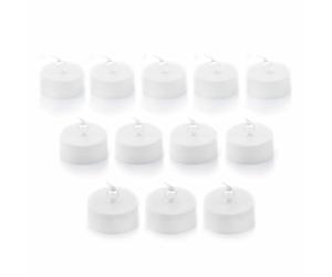InnovaGoods® Bougies 12 pièces, bougies led effet flamme, set de bougies lumière chaude, ne chauffe pas et ne brûle pas, longue durée de vie (70-75 h), bouton on/off. Couleur blanche.