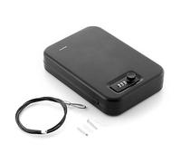 InnovaGoods - Coffre-Fort Portable avec Serrure à Combinaison Numérique 3 Chiffres, Sécurité Renforcée par Câble en Acier, Idéal pour Bijoux, Cartes, Voyage, Bureau, Noir, Acier allié