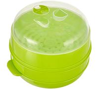 InnovaGoods - Cuiseur-Vapeur Double Codowave pour Micro-Ondes, Cuisson Saine et Rapide, 2 Compartiments, Design Innovant, Polypropylène, Vert, 22 x 12/17 cm