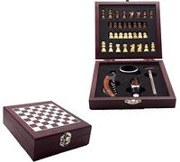 InnovaGoods - Ensemble 37 Pièces Accessoires à Vin et Échecs, Design Original et Fonctionnel, Multifonction 2-en-1, Acier Inoxydable, Marron, 15x5x17 cm, Bois