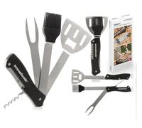InnovaGoods® Ensemble d'ustensiles pour barbecue 5 en 1 BBKit, tout ce dont vous avez besoin pour cuisiner au barbecue, avec une fourchette, des pinces, une spatule, un couteau et une brosse.